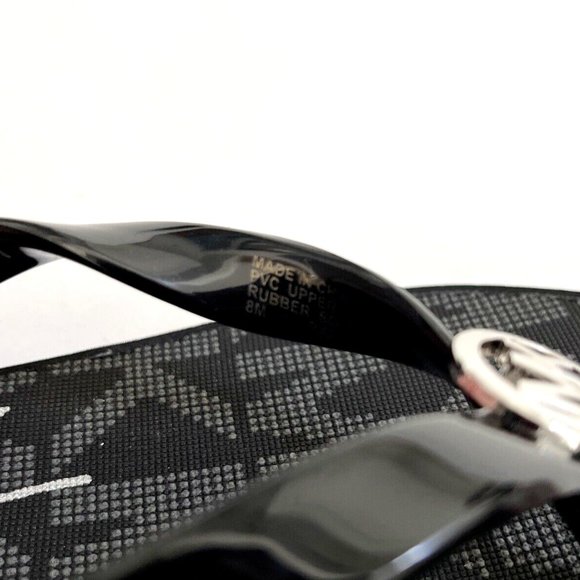 NWOB MICHAEL KORS Graphic Flip-Flop Wedge Sandals Slide On Thong Black - Picture 8 of 8